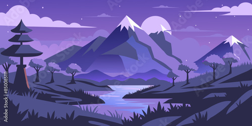 A tranquil mountain landscape, adorned with a vibrant array of colors, that truly showcases the splendor of nature.