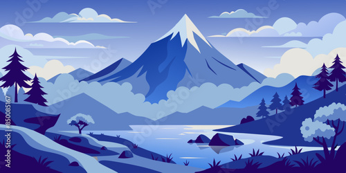 A tranquil mountain landscape, adorned with a vibrant array of colors, that truly showcases the splendor of nature.