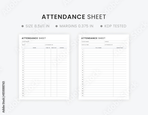 Class Attendance Sheet Printable, Yoga and Pilates Teacher Template, Custom Classroom Form