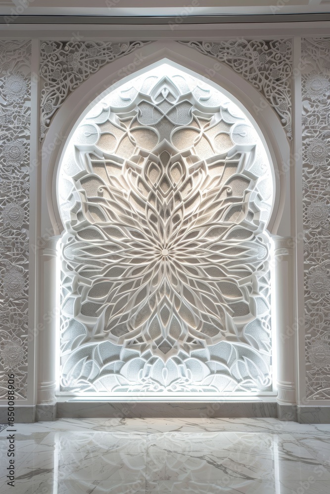 Fotografie Elegant Islamic design against a clean backdrop, showcasing artistic expression