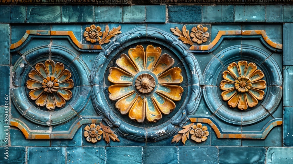 Obraz premium Exquisitely Decorated Tiles In The Plaza De Espaýa Showcase Artistic Beauty