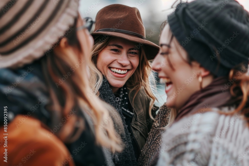 Group of female friends laughing and having fun together outdoors. Group of friends having fun together. Group of female friends laughing and having fun together outdoors. Group of friends having fun together.