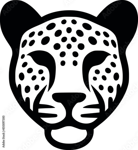 Leopard hand face logo icon black and white unique concept emblem logo on white background generated Ai