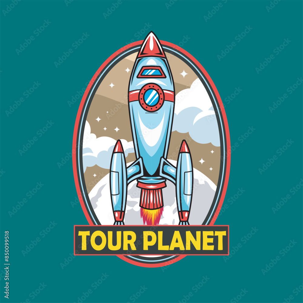 Vector Illustration of Rocket with Moon and Clouds in The Space with Simple Illustration Available for Tshirt Design Vector Illustration of Rocket with Moon and Clouds in The Space with Simple Illustration Available for Tshirt Design