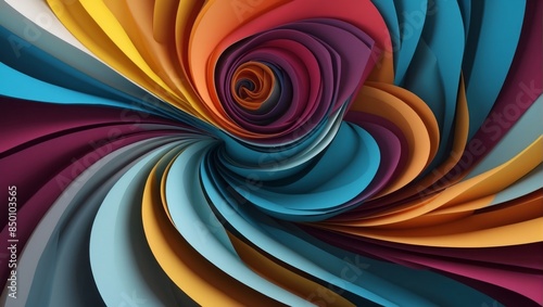 vibrant layers color texture 3D papercut background banner. vivid symphony abstract realistic papercut decoration textured wavy layers © Basileus