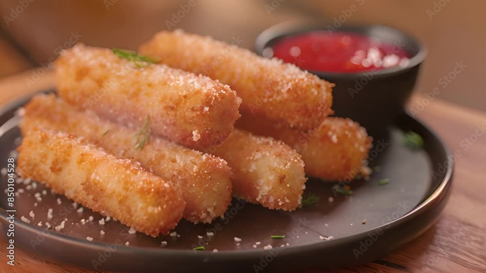 Cheese sticks wrapped in flour and fried until crispy Often served with ketchup Cheese sticks wrapped in flour and fried until crispy Often served with ketchup
