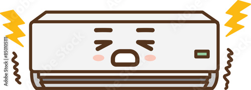 Illustration of a noisy indoor air conditioner.