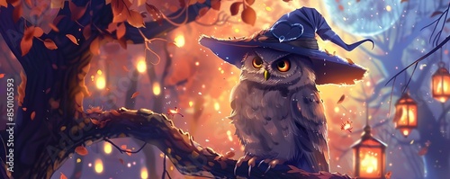 Magical Owl Wearing Wizard ...