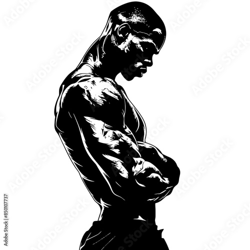 A Boxer Fighter Black Outlined Artwork