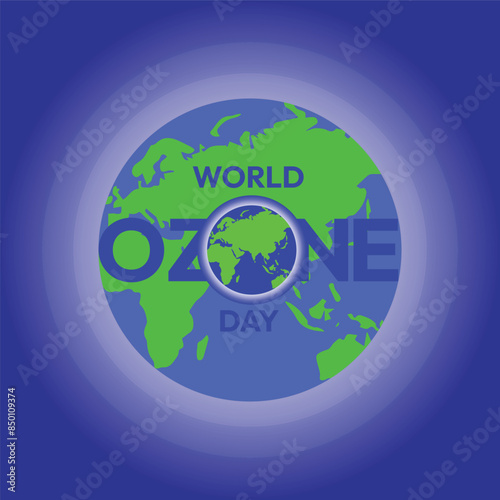 world ozone day design, ozone layers with earth and  blue background.