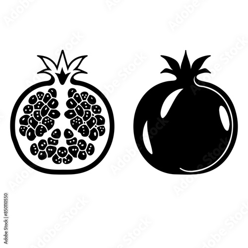 vector silhouette pomegranate design, detailed and vibrant fruit illustrations