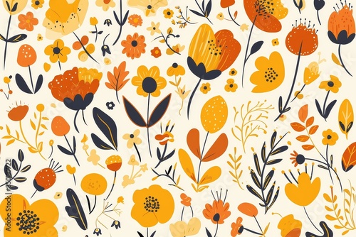Graphic Blooms: Abstract and Contemporary Seamless Pattern