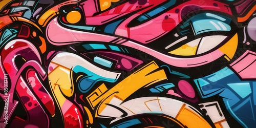 Wallpaper Mural Bright and Bold Graffiti Artwork. Expressive urban art scene concept Torontodigital.ca