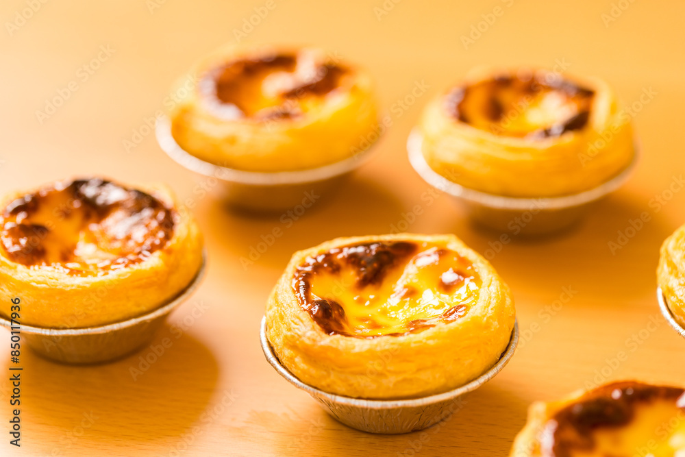Stack of Portuguese egg tart Stack of Portuguese egg tart