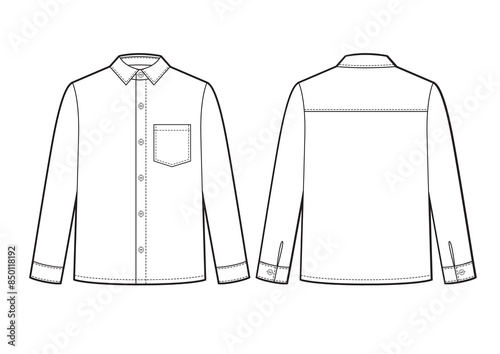 Kids Shirt flat sketch, fashion vector template