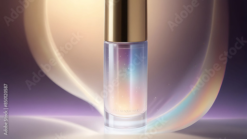 skin care product, magical light refraction,studio shot,pink background