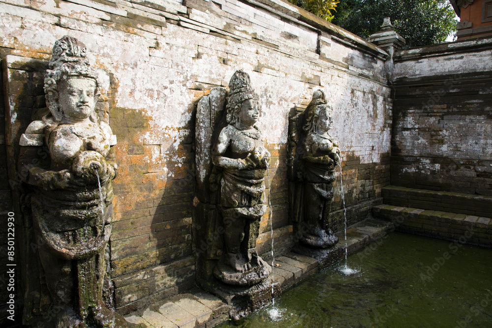 Beautiful view of Fountains in Goa Gajah in Bali Island, Indonesia