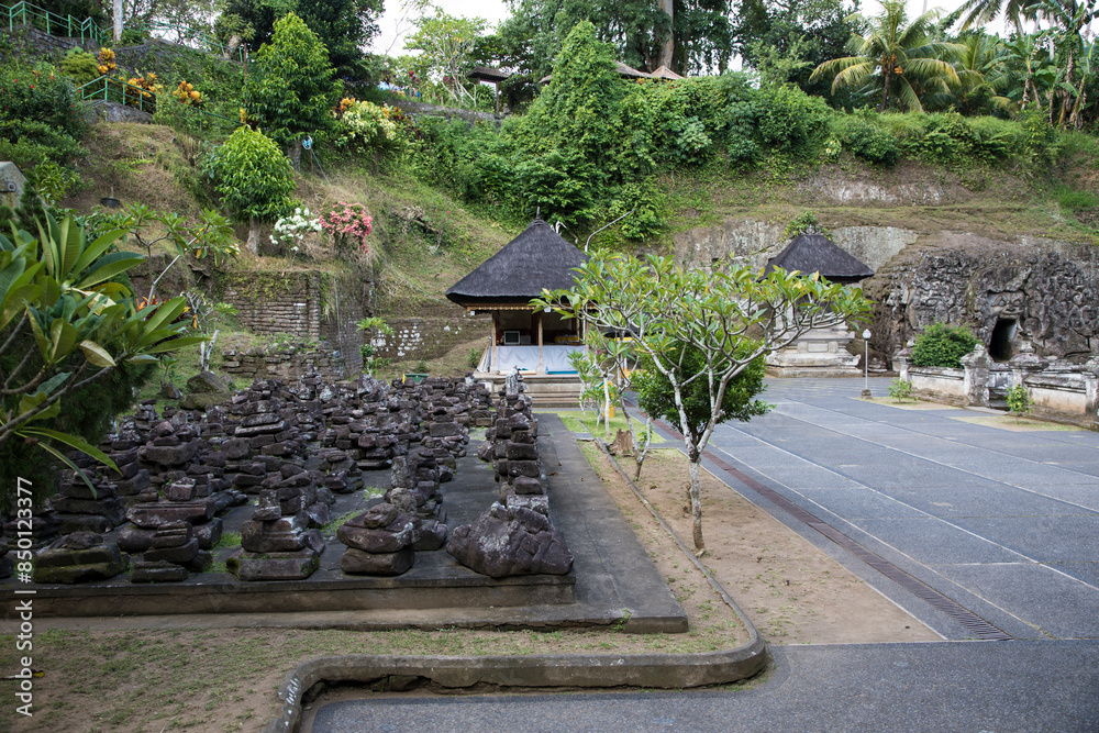 Beautiful view of Fountains in Goa Gajah in Bali Island, Indonesia