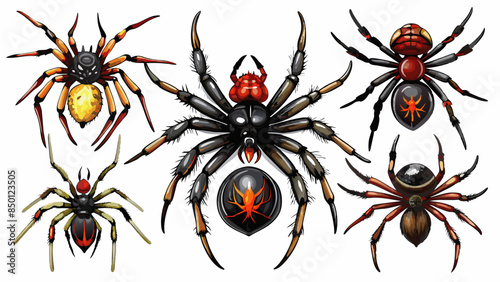 Set Of Spiders Vector Illustration, Collection Of Spiders

