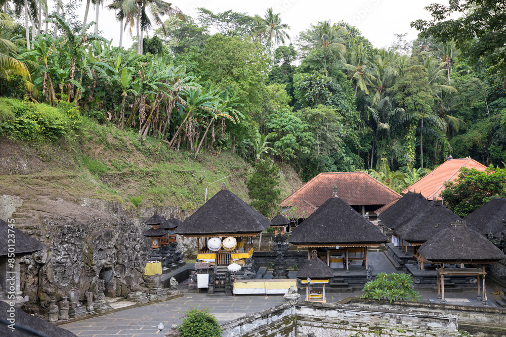 Beautiful view of Fountains in Goa Gajah in Bali Island, Indonesia