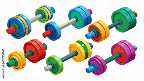 Set Of Dumbbells Vector Illustration, Collection Of Dumbbells 
