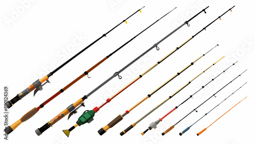 Set Of Fishing Rods Vector Illustration, Collection Of Fishing Rods 
