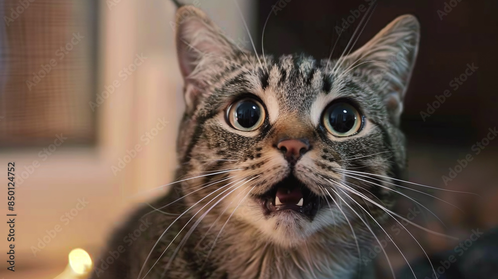 Obraz premium close up of a cat who is afraid