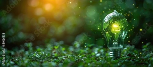 Green Energy Light Bulb with Earth Globe Inside