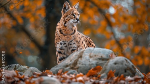 A Magnificent Serval Big Cat Stands Tall, Exuding Wild Beauty