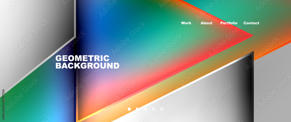 Metal triangles with colorful bright triangles. Geometric modern minimalist design template Metal triangles with colorful bright triangles. Geometric modern minimalist design template