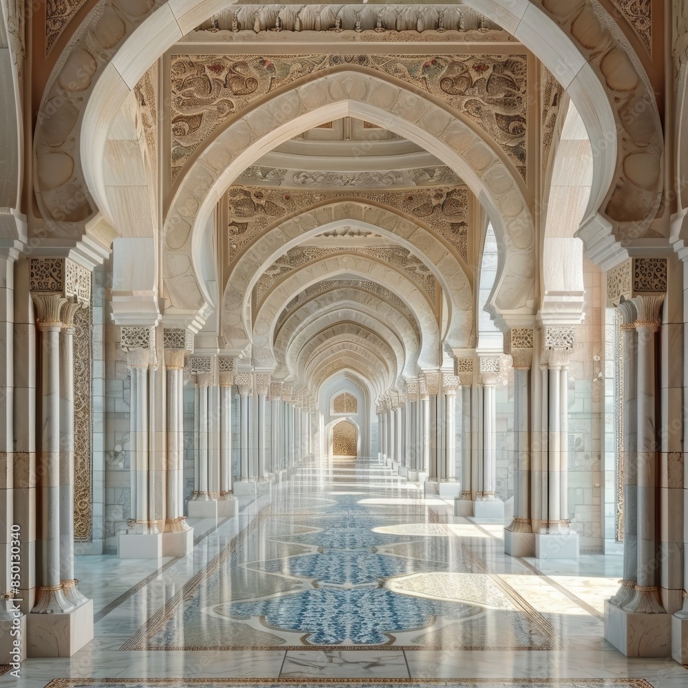 Beautiful Islamic architecture with space for your promotional text.