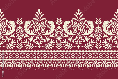 Motifs Ikat floral paisley embroidery background.geometric ethnic oriental pattern traditional.Aztec-style abstract. design for texture, fabric, clothing, wrapping, decoration
