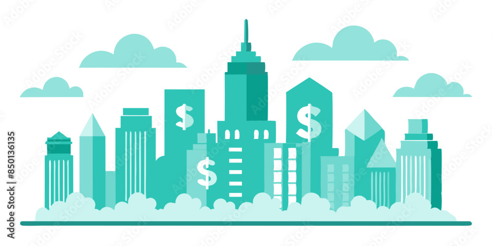 A vector illustration capturing the essence of the City skyline, with prominent buildings. A vector illustration capturing the essence of the City skyline, with prominent buildings.