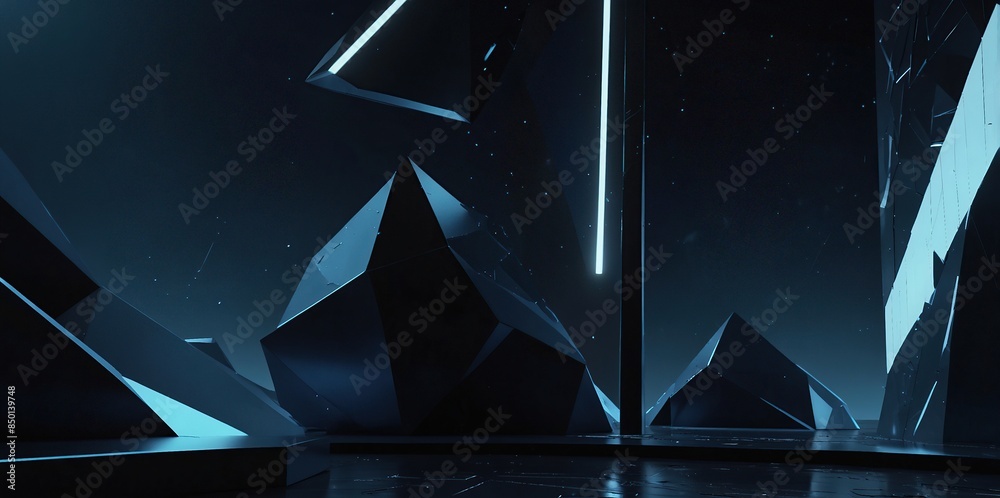 Fototapeta premium Abstract futuristic - technology with polygonal shapes on dark blue background