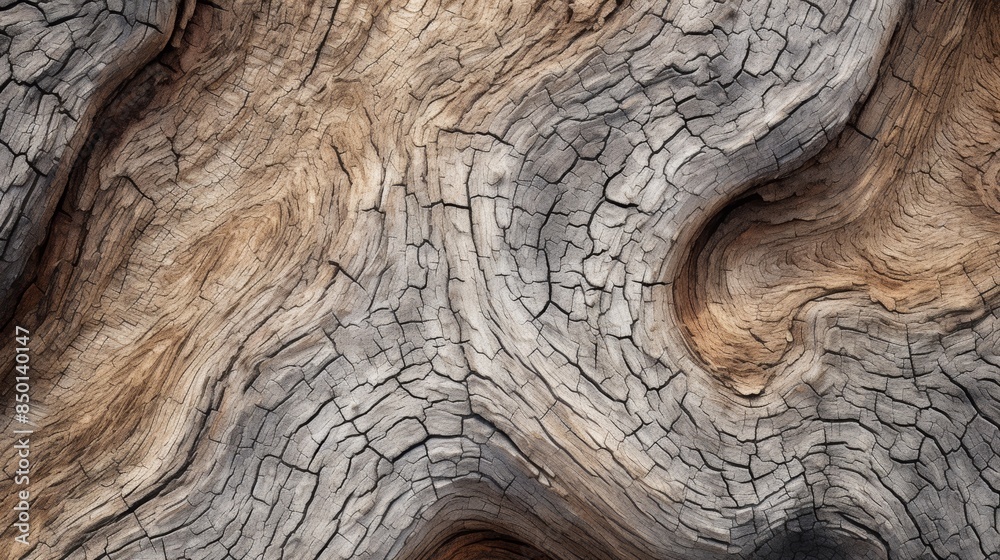 Obraz premium close-up of an oak tree's gnarled bark, revealing its intricate patterns and textures.