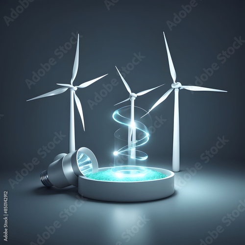 Renewable energy concept: solar and wind energy, green sustainable energy photo