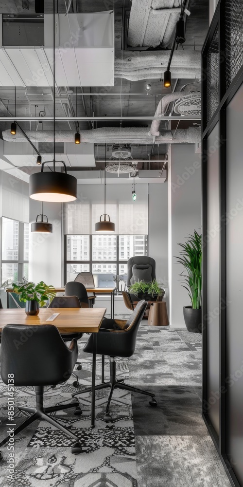 Office setup designed with a patterned layout. Office setup designed with a patterned layout.
