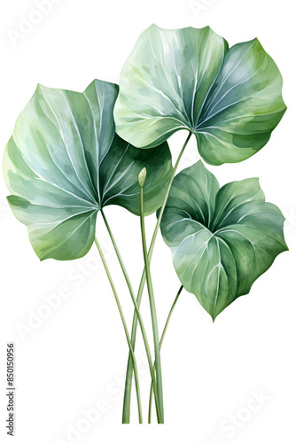 Elephant ear leaf, watercolor painting of leaves