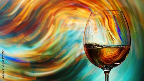 Abstract color background with a spinning glass of wine © Cloudyew