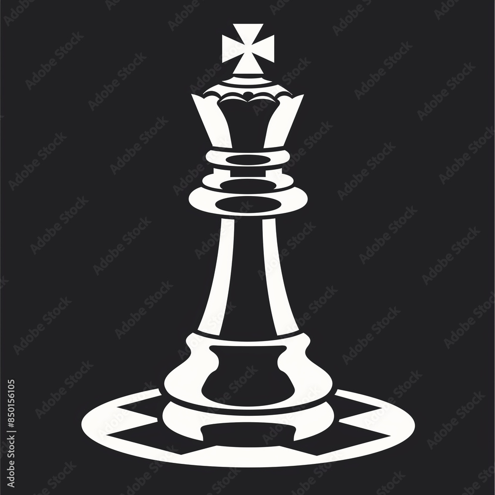 A striking black and white chess king piece stands proudly, symbolizing power, strategy, and intellect in a bold, minimalist design A striking black and white chess king piece stands proudly, symbolizing power, strategy, and intellect in a bold, minimalist design