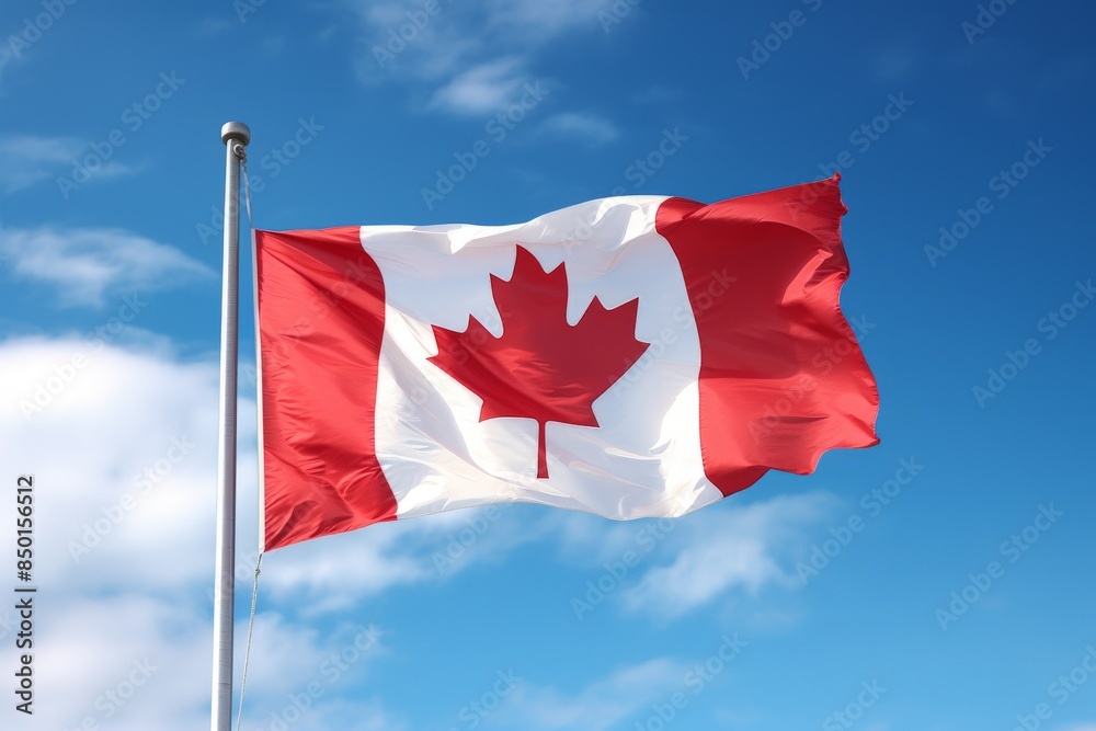 the flag of canada in front of a blue sky the flag of canada in front of a blue sky