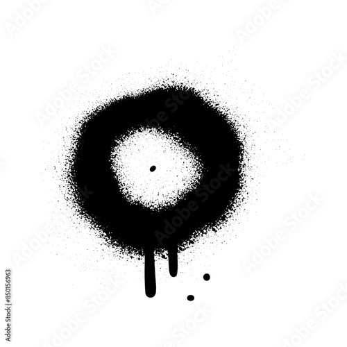 Spray textured graffiti doodle punk shape - circle. Hand drawn abstract scribble and squiggle, creative bold shape photo