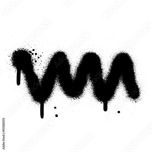Spray textured graffiti doodle punk shape - ziz zag. Hand drawn abstract scribble and squiggle, creative bold shape