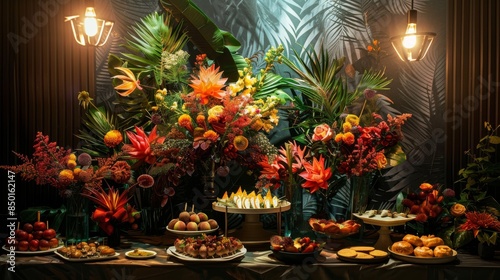 Creative party arrangement featuring an imaginative and dynamic pattern design