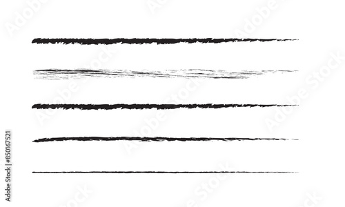 Brush underline stroke set. Mark brush line paint vector stroke. Hand drawn texture pencil, pen underline. Vector illustration