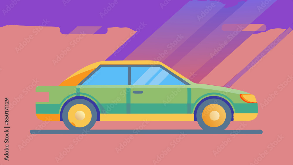 Minimalistic, flat,  car symbol on a surface. car flat design