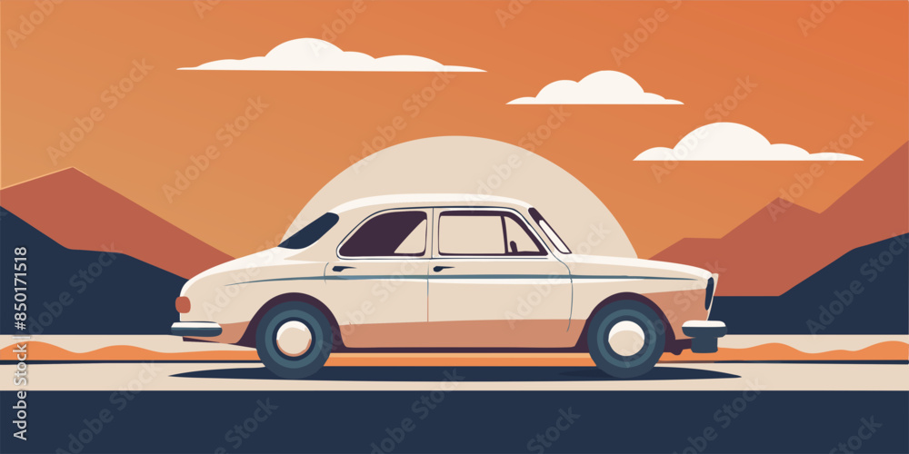 Minimalistic, flat, car symbol on a surface. car flat design Minimalistic, flat, car symbol on a surface. car flat design