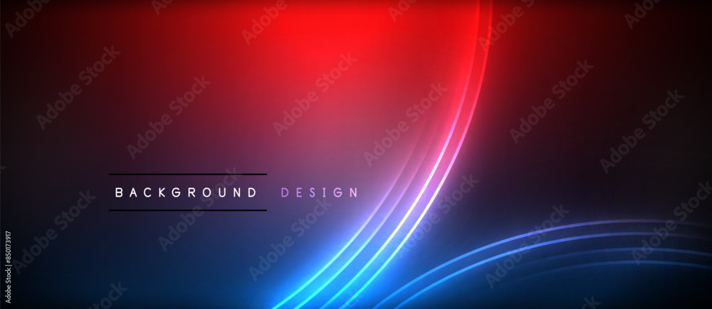 Naklejka premium Neon glowing circle rays, light round lines in the dark, planet style neon wave lines. Energetic electric concept design for wallpaper, banner, background