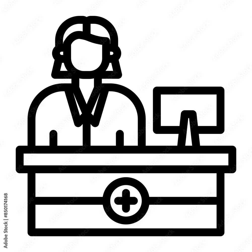 Hospital Receptionist icon in outline style Hospital Receptionist icon in outline style