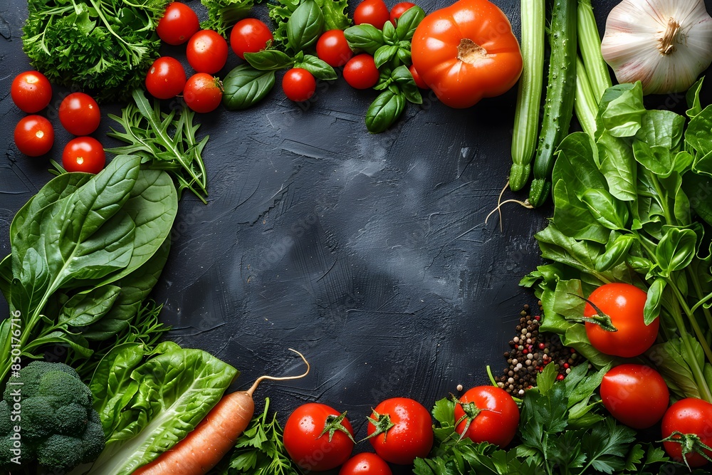 Fresh Organic Vegetables on Black Chalkboard Background for Healthy Eating, Cooking, and Recipe Design Fresh Organic Vegetables on Black Chalkboard Background for Healthy Eating, Cooking, and Recipe Design